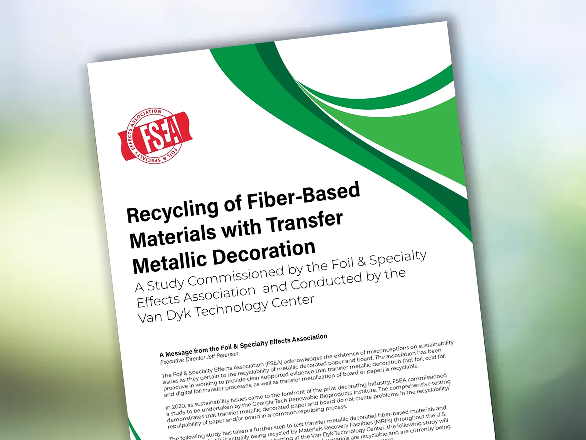FSEA Recycling of Fiber-Based Materials with Transfer Metallic Decoration