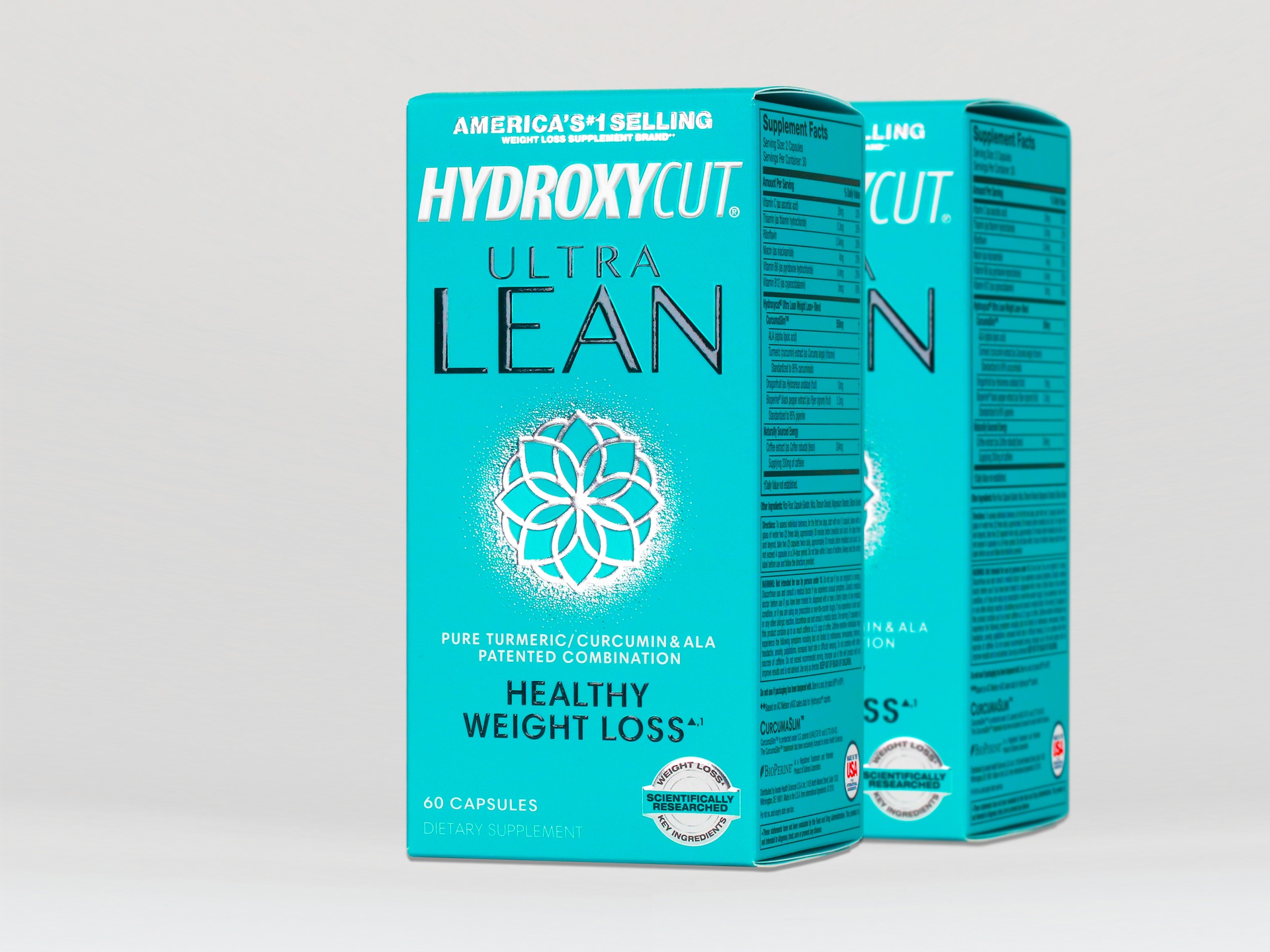 Hydroxycut Ultra Lean packaging features soft touch coating, cold foiling, and embossing.