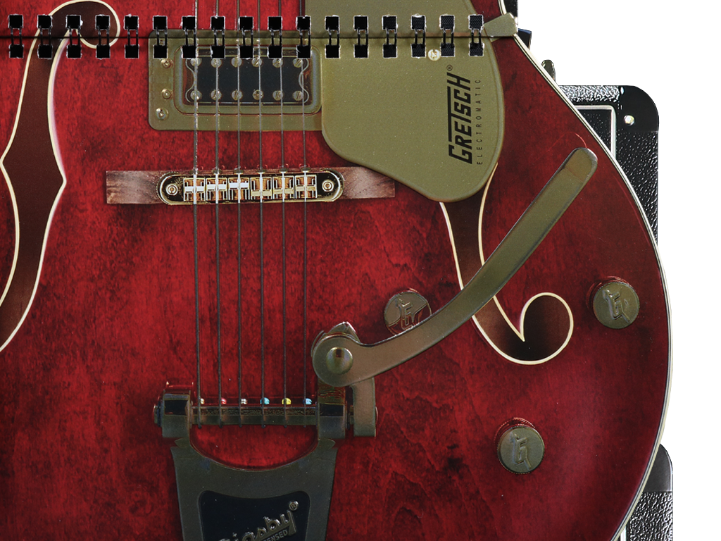 Debossing creates extraordinary dimension on the guitar body.