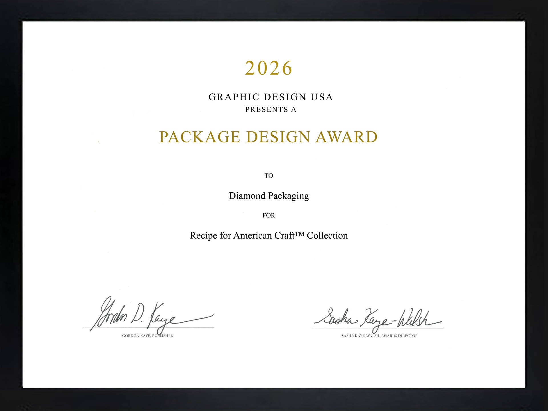 Diamond Packaging Wins GDUSA Package Design Award™ for its Recipe for American Craft™ Collection