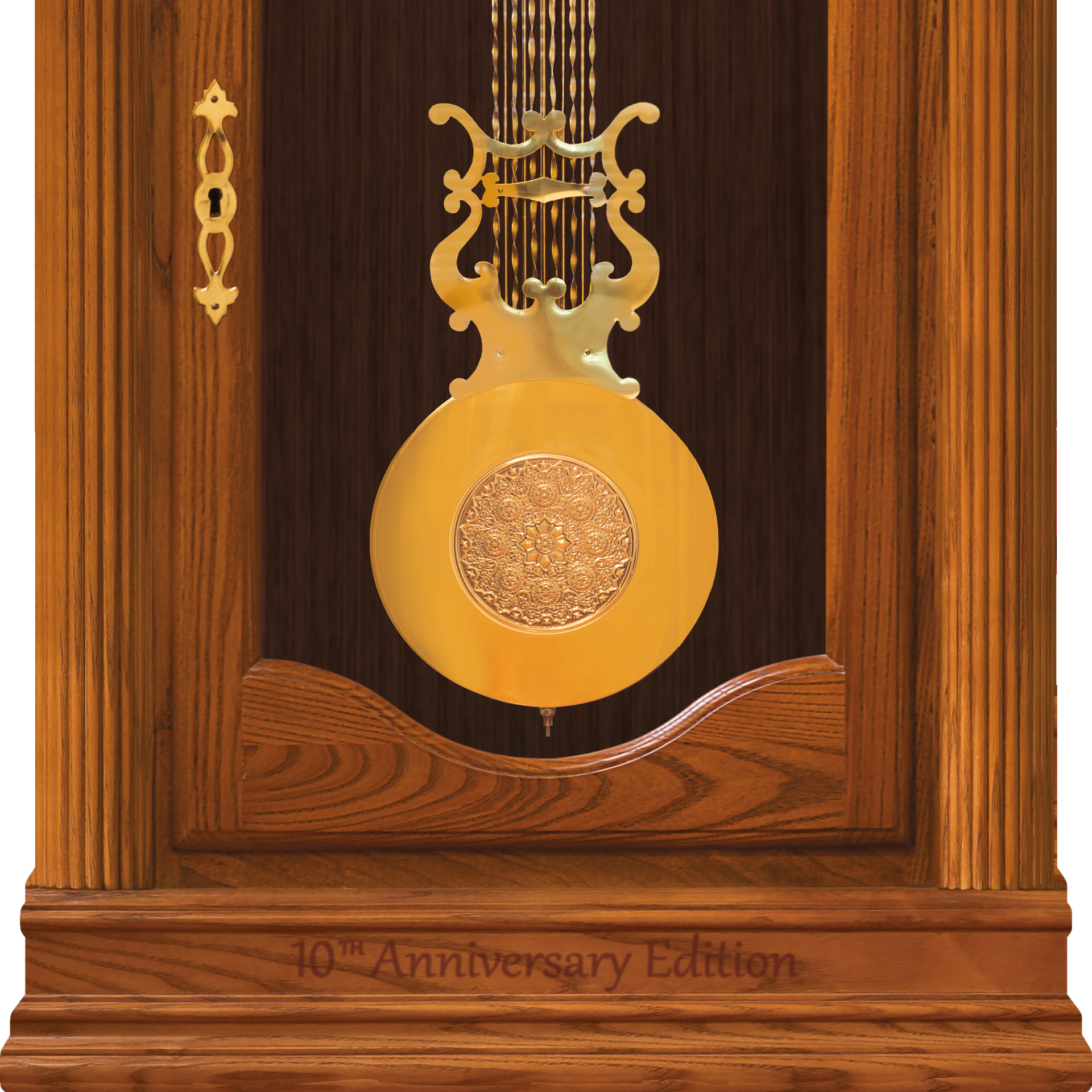 The grandfather clock components feature multi-level embossing and debossing.