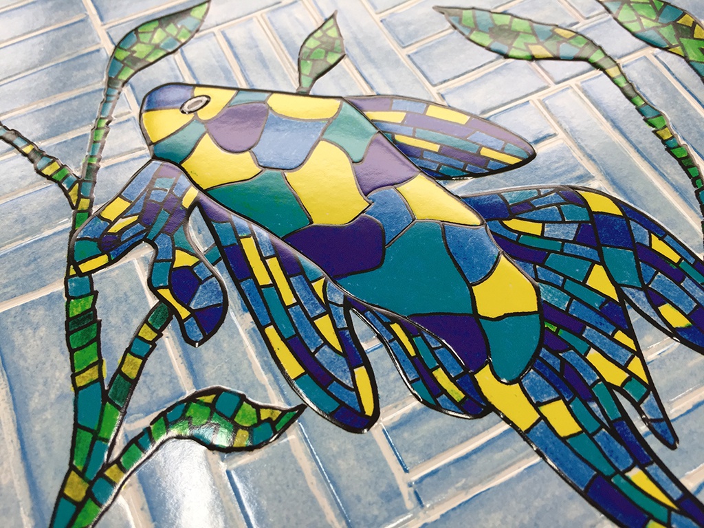Debossing was applied to the water pattern throughout, creating extraordinary dimension.
