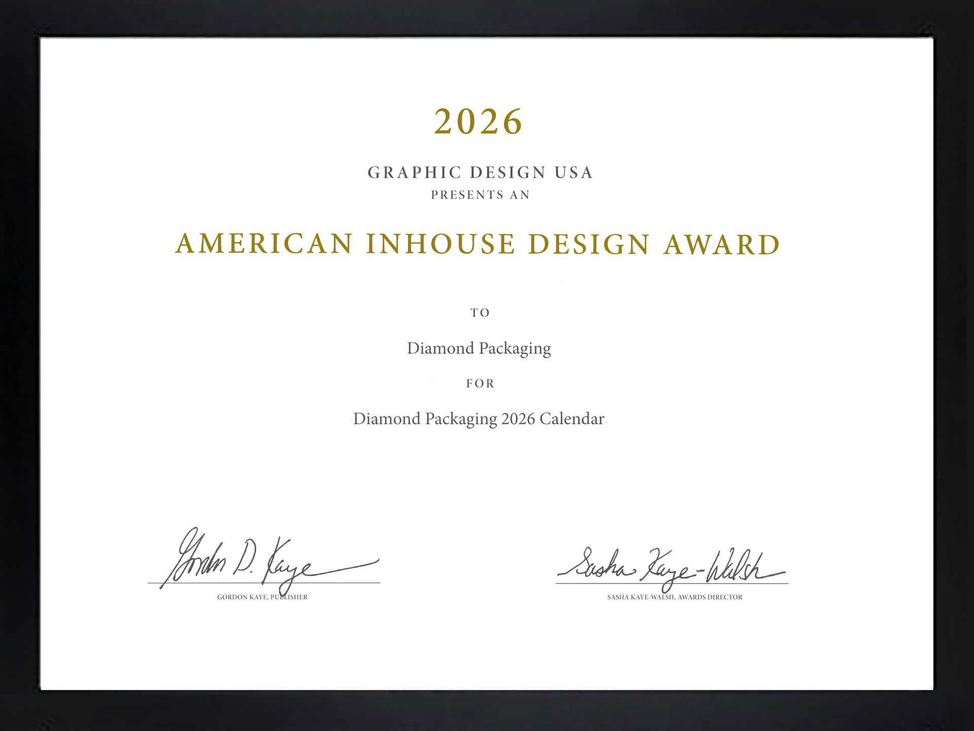 GDUSA Inhouse Design Award™ (2026 certificate)