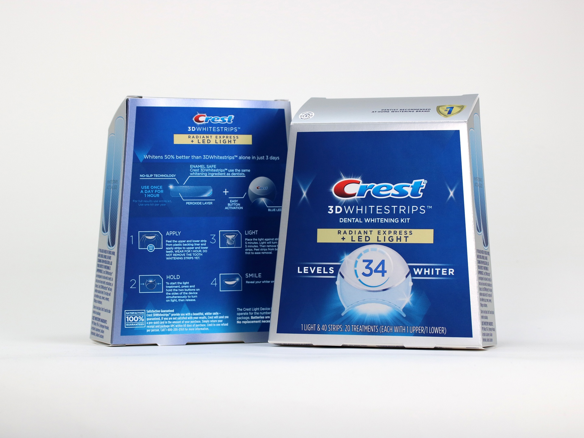 Crest 3D Whitestrips Radiant Express folding cartons